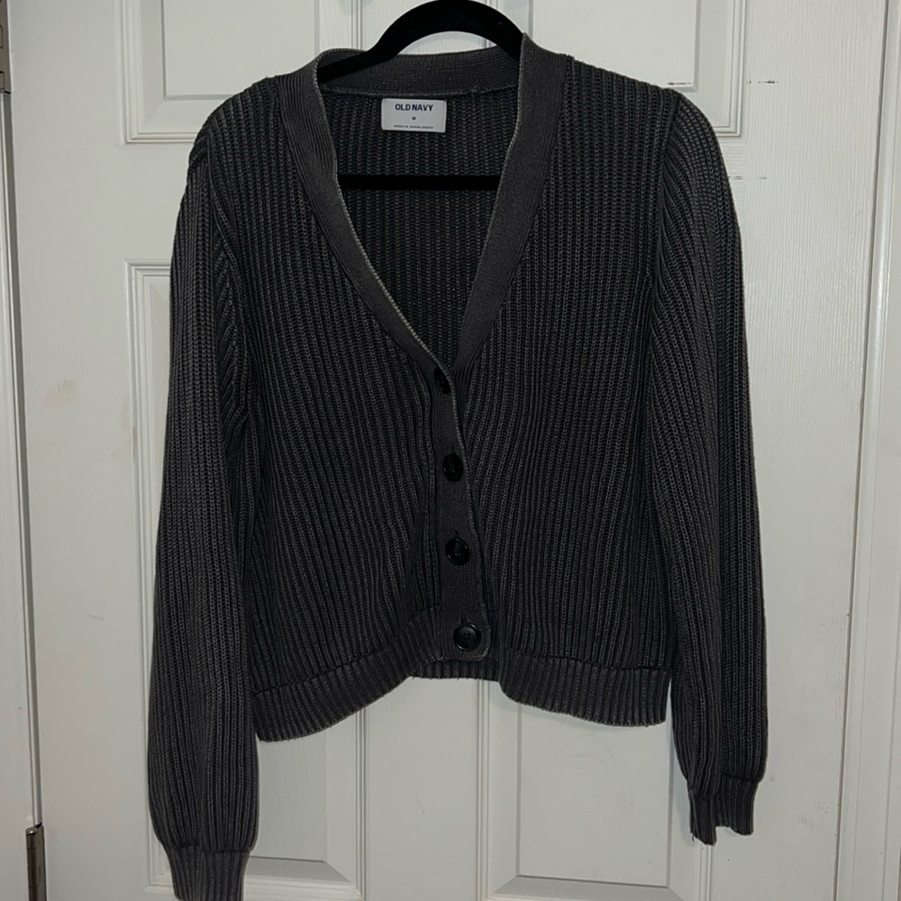 Grey Cropped Old Navy Cardigan